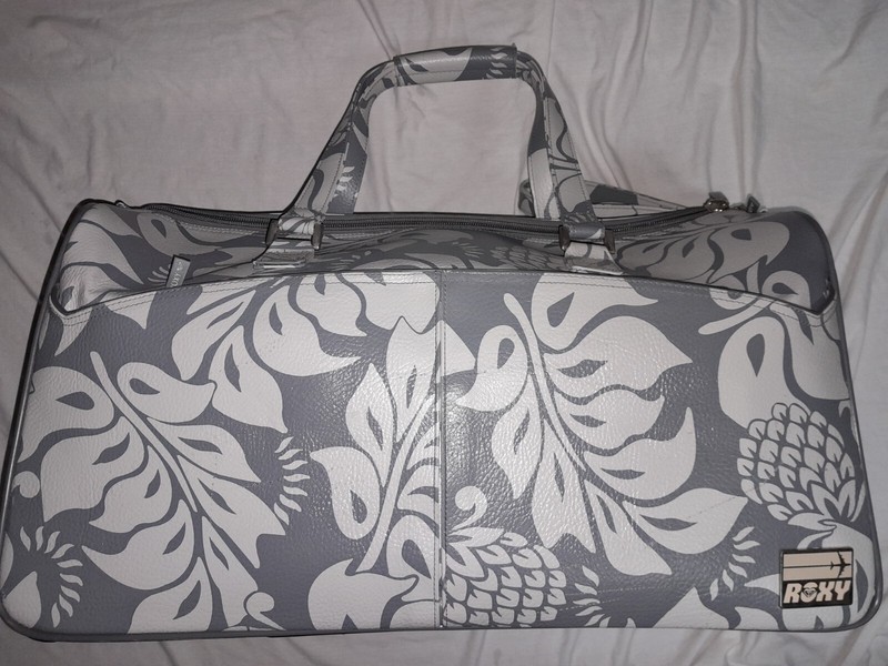 Vtg 90s Y2K Roxy Quiksilver Vinyl Floral Roller Pullman Suitcase Duffel Bag RARE