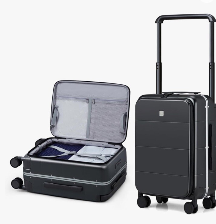 Hanke Front Opening Carry-On 20 Inch, Aluminum Frame Lightweight Wide Handle