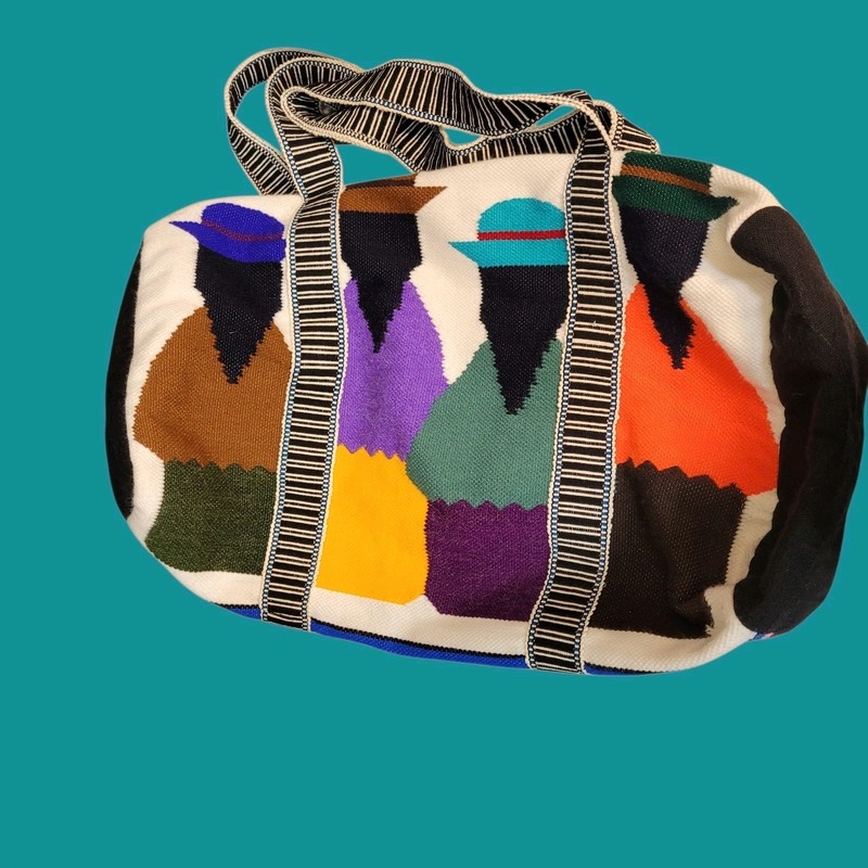 Large Duffle Bag Weekender Carry-on Handcrafted Wool Tribal Wide 24″, W Zip,
