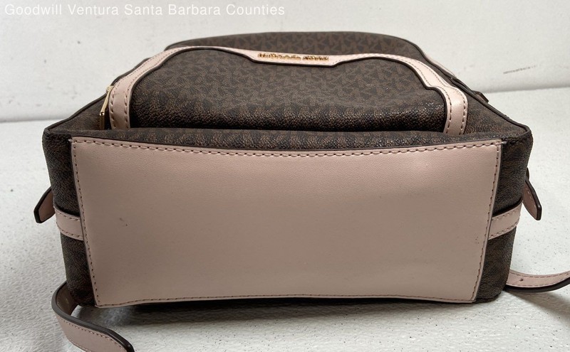 Michael Kors Jaycee Medium Logo Backpack in Brown and Powder Blush gallery