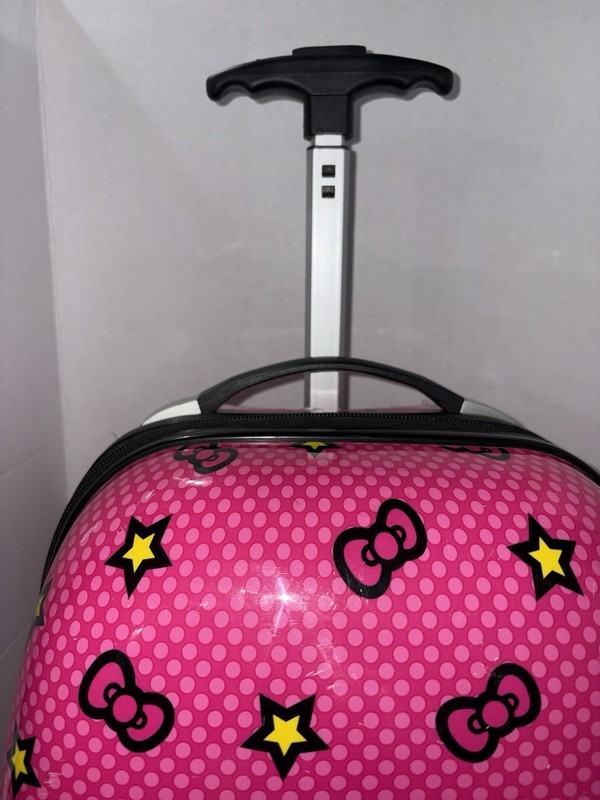 Hello Kitty Sanrio Hard Shell Overnight Rolling Suitcase Girls Luggage Pink 17" gallery
