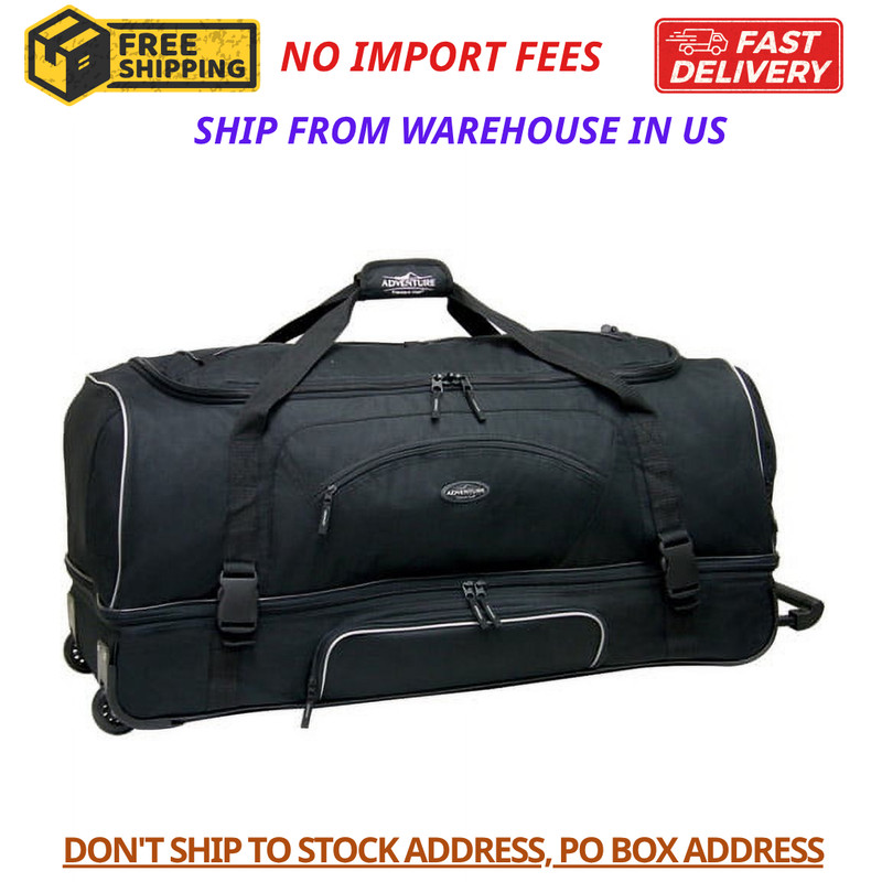 Large 36″ Drop-Bottom Rolling Duffel with Telescopic Handle – Black, Best Price