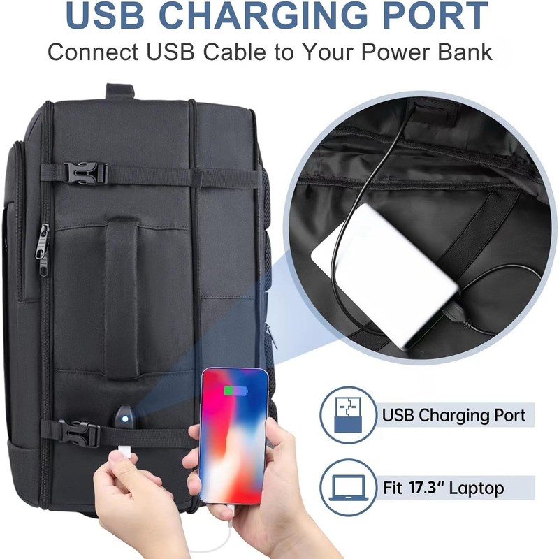 Travel-Ready 50L Backpack - Water-Repellent and Organized Design for Adults gallery