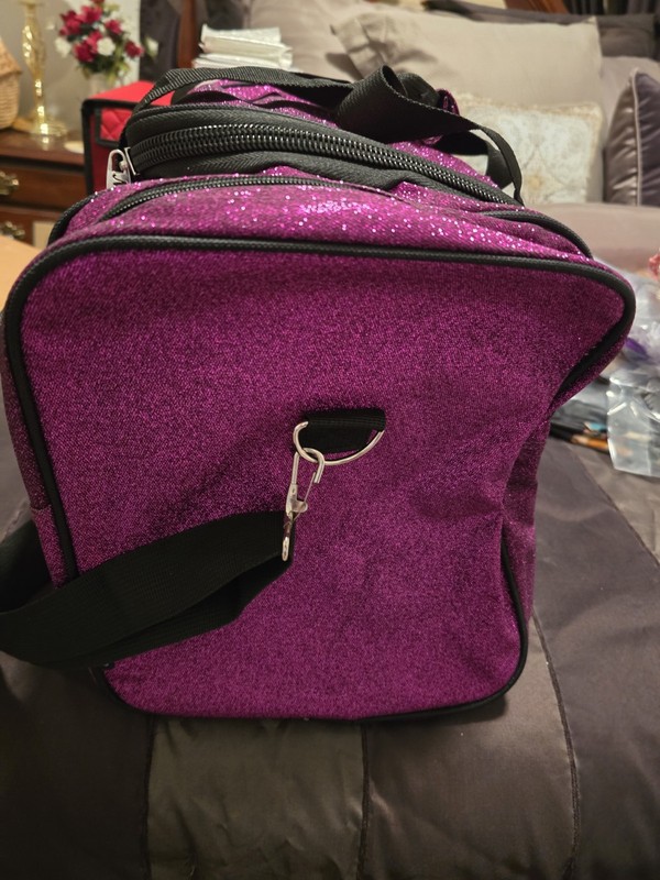 Tastefully Simple Duffle Bag, Mint Cond. Purple Sparkle gallery