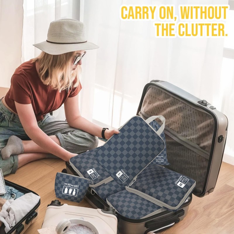 8 Set Compression Packing Cubes for Travel, Lightweight Dual Zipper Packing C... gallery