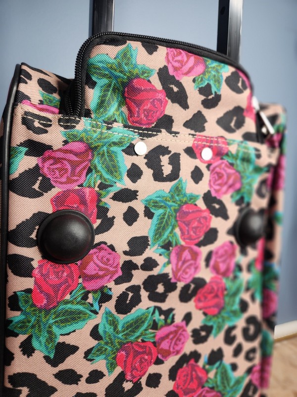 NWT Super Cute! BETSEY JOHNSON 22in Leopard Rose Wheeled Duffle gallery