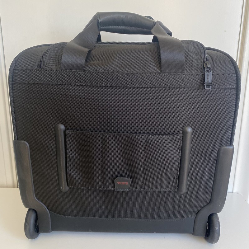 TUMI ALPHA DELUXE BLACK COMPACT ROLLING CARRY ON BRIEF 26123DH gallery