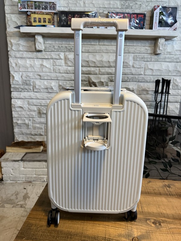 Mixi Carry On 20 Inch Spinner Luggage Front Opening Cup Holder New Smoke White gallery
