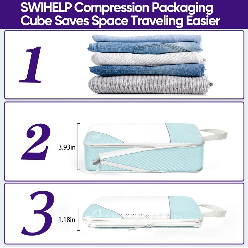 Compression Packing Cubes for Suitcases 6 Set Travel Luggage Organizer Packin... gallery