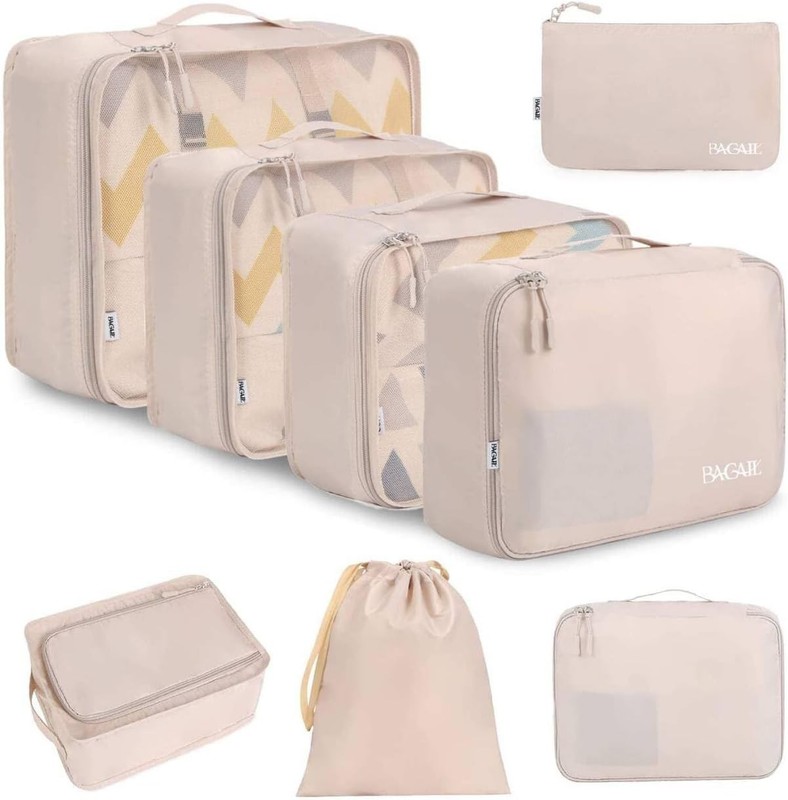 BAGAIL 8 Set Packing Cubes Luggage Packing Organizers for Travel Accessories-Cre