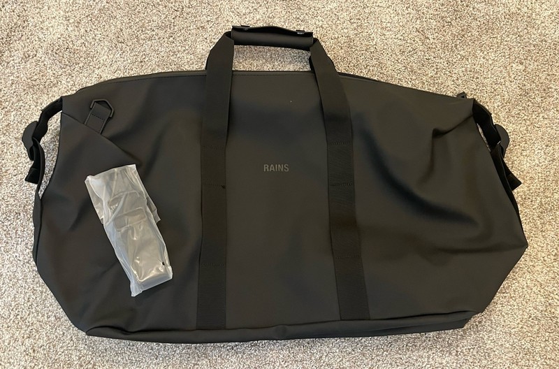 NEW RAINS Duffle Bag Black Large Waterproof Weekend Minimalist NWOT