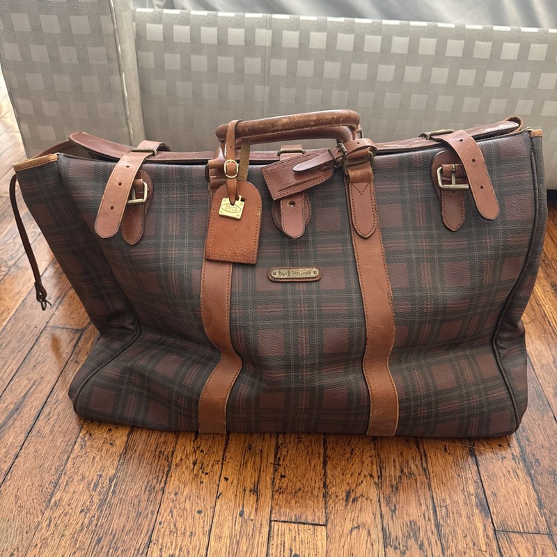 Vintage Ralph Lauren Boston Weekend Travel Bag Luggage Leather