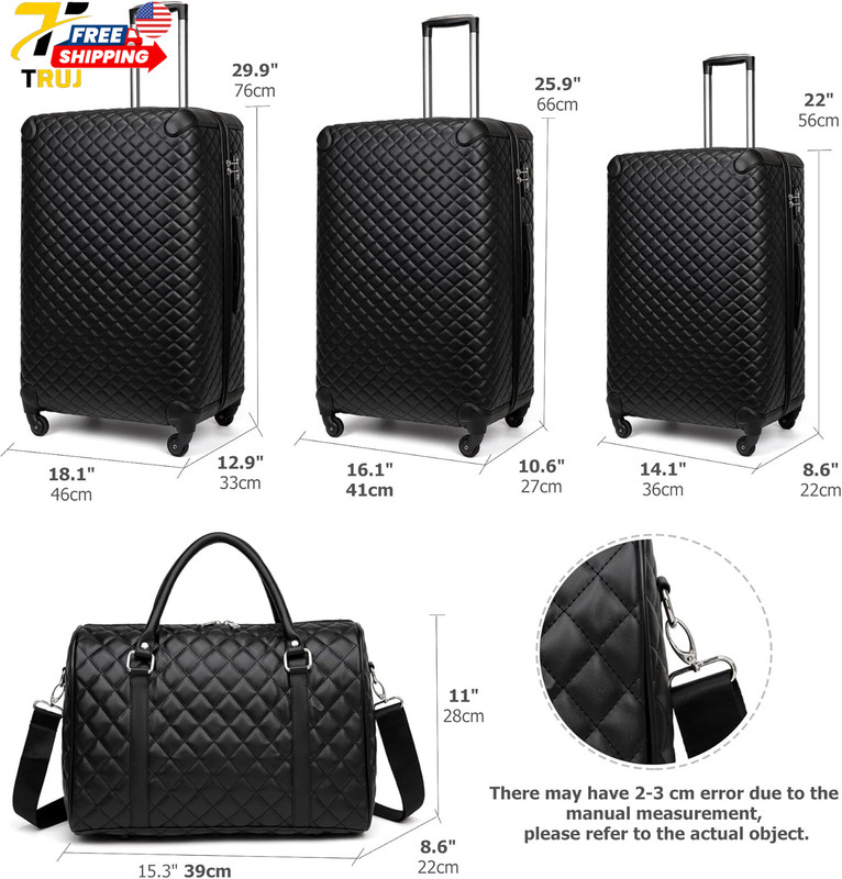 PU Leather Softshell Set Includes Large Travel Bag 20"Carry On 24"& 28"Suitcases gallery