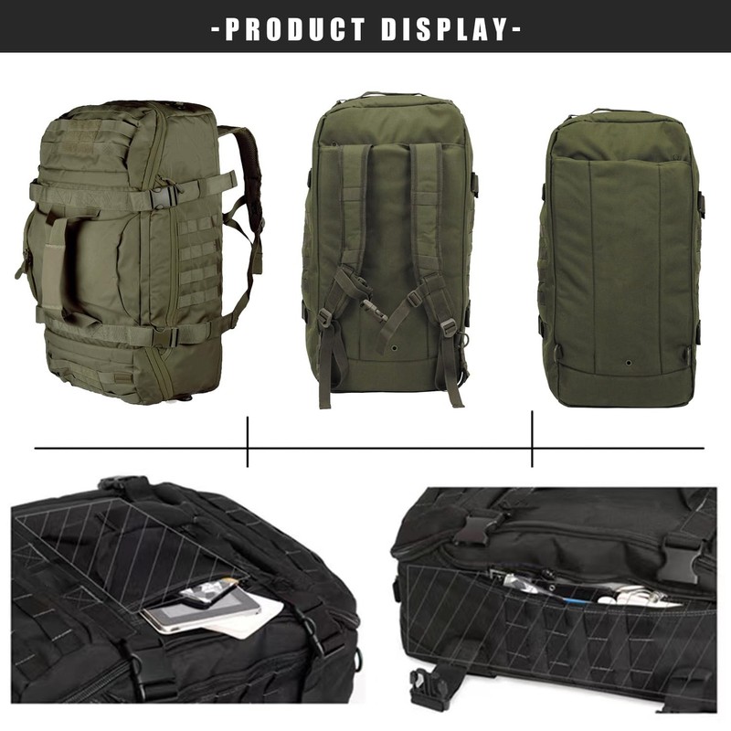 Tactical 80L Travel Duffle Backpack for Men - Weekender Gym Overnight Green gallery