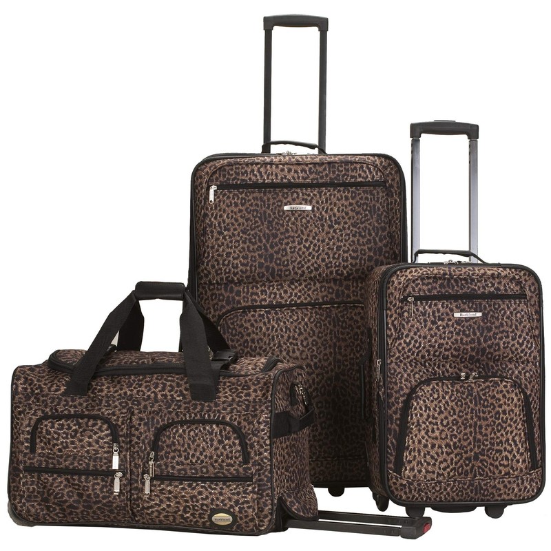 Rockland Vara Softside 3-Piece Upright Luggage Set, One Size, LEOPARD