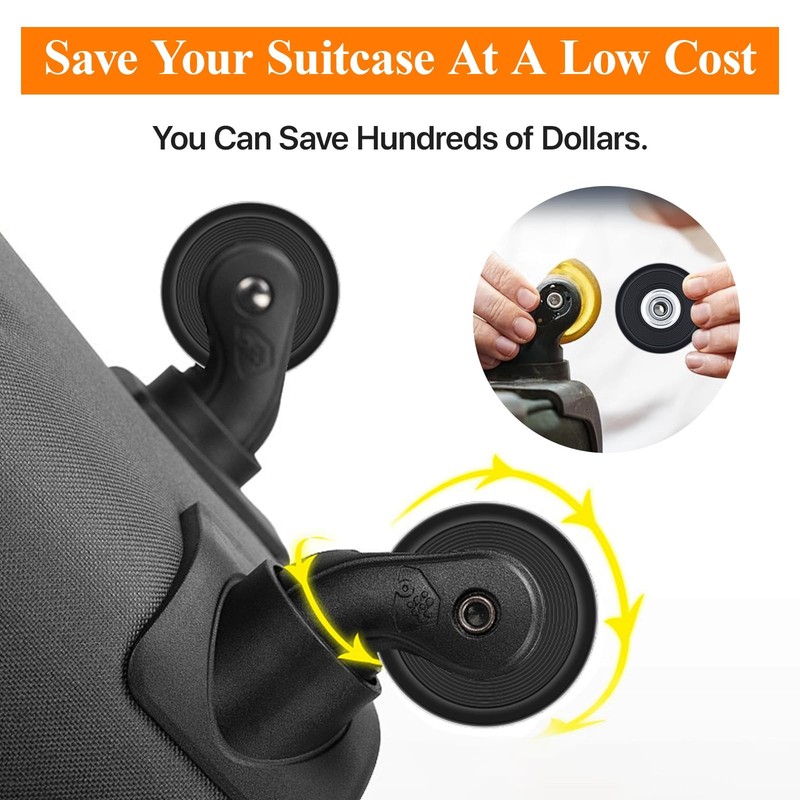 4 Sets Luggage Wheels Replacement Kit - Compatible with Samsonite 50mm, Black gallery