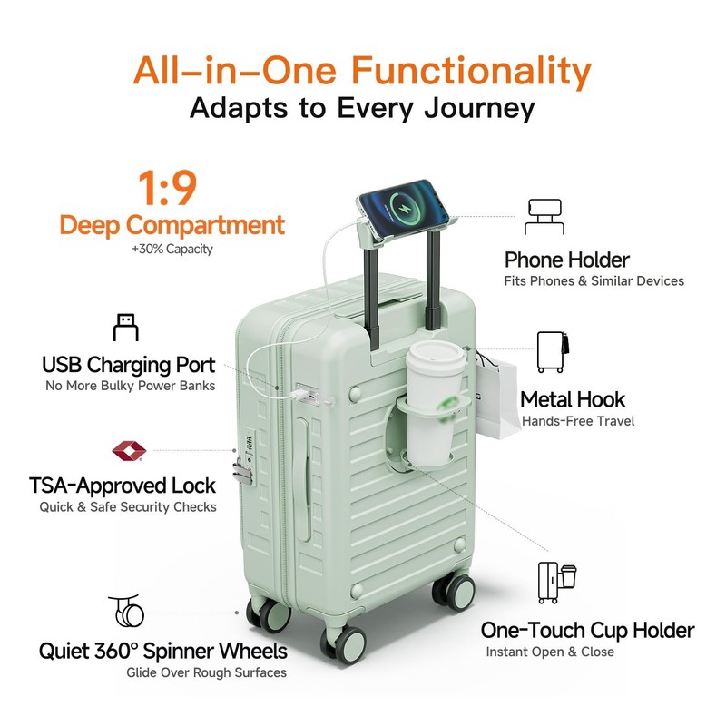 Expandable Lightweight PC Hard Shell Suitcase, 20-inch Carry On Luggage with ... gallery