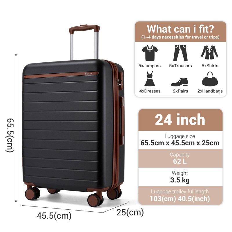 24 Inch Check In Suitcase Expandable Luggage, Business Travel Suitcase for 5-... gallery