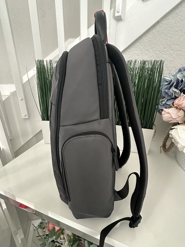 RARE TUMI BENSON Large Backpack Travel Grey Silver Smooth Polyester 17.5” $690 gallery