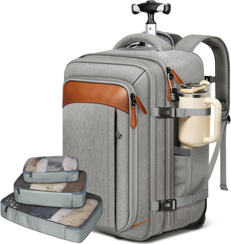 Expandable Travel Rolling Backpack with Wheels, Airline Approved Wheeled Backpac gallery