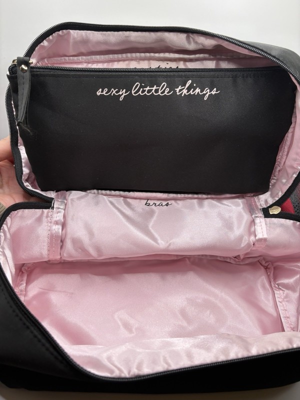 Victorias Secret Black With Pink Silk Travel Lingerie Bag gallery