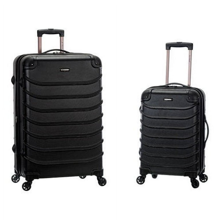 Travelers Club 24″ Black Plastic Spinner Luggage Set 2-Piece Solid Unisex