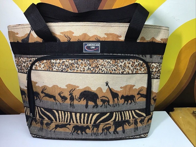 VTG American Uni Safari Animal Leopard Zebra Print Carry On Travel Shoulder Bag