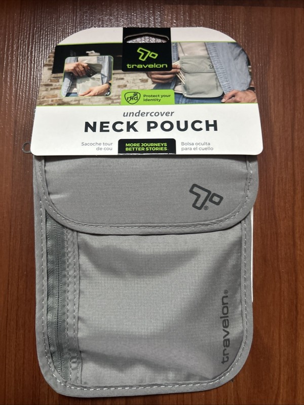 Travelon Travel Pouch Rfid Blocking Undergarment Neck Pouch Travel Wallet, Gray gallery