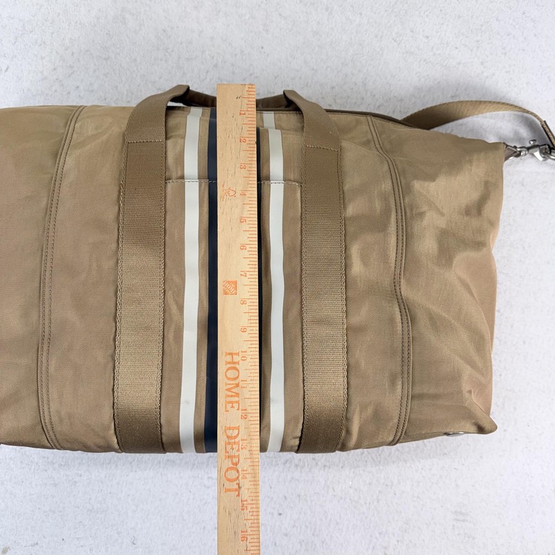 Fossil Duffel Bag Brown 19" Travel Case Adjustable Strap Carry On Nylon Leather gallery