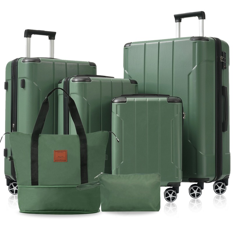 6pc ABS 16/20/24/28 Expandable Hardside Luggage Suitcase Set Duffel Toiletry Bag