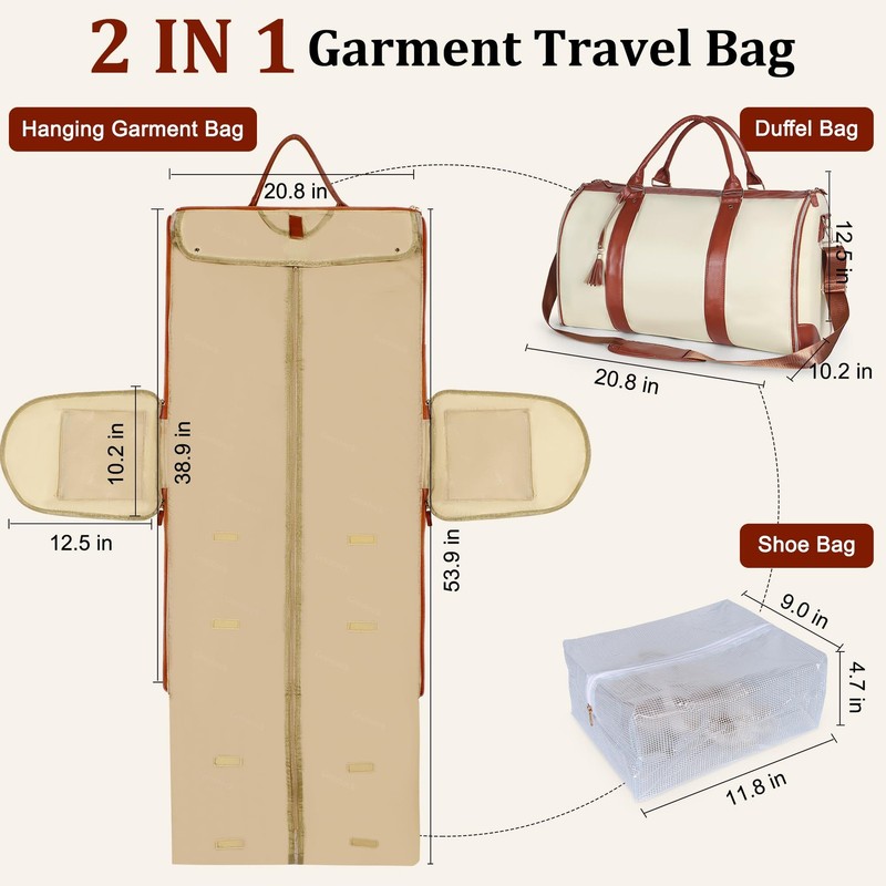 Convertible Garment Duffle Bag for Travel, Carry On Garment Bag with Shoe Pou... gallery