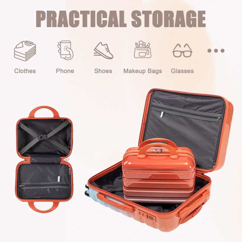 14/20 Inch 2PCS Gradient PC Spinner Luggage Set Carry On Suitcase Lock gallery