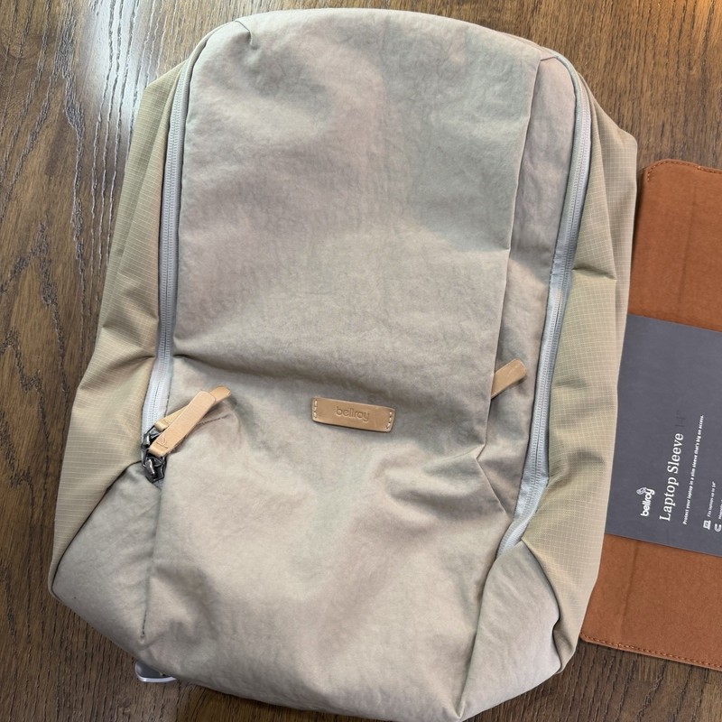 Bellroy Transit Workpack 20L Backpack + 14” Laptop Sleeve Limestone EUC gallery