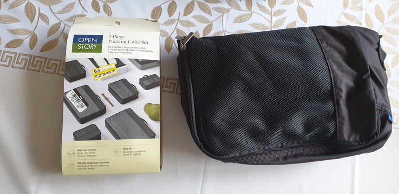 Open Story 7-Piece Packing Cube Set 100% Recycled Polyester w/Mesh Top - Black