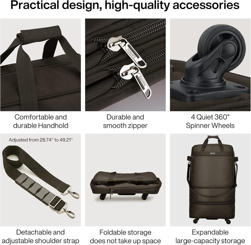 Suitcases with Wheels Expandable Foldable Luggage Bag Suitcase Collapsible Rolli gallery