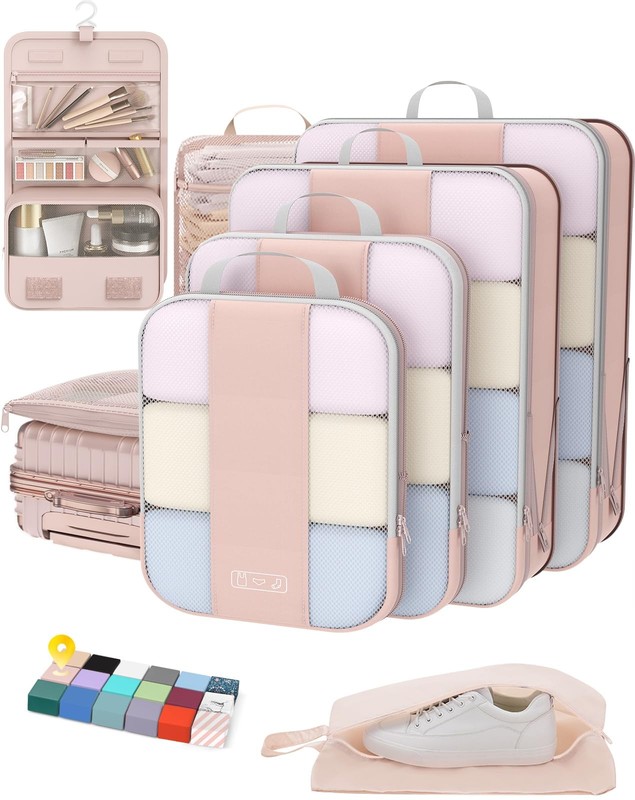 8 Set Compression Packing Cubes for Travel Gifts Mom Women,Airplane/Cruise/Ca…