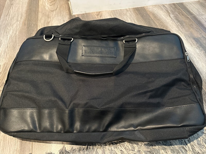 Harley-Davidson Leather And Nylon Insert Suitcase/Duffel Bag w/ Strap BLACK