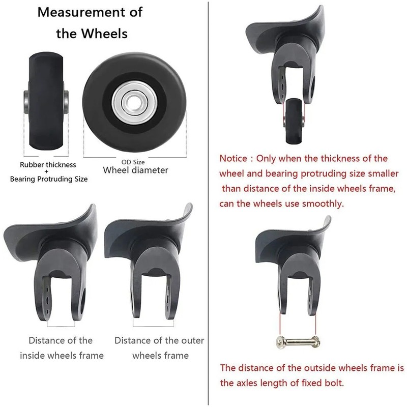 2Set Luggage Suitcase Wheels Replacement OD Rubber wheel tires 45mm/54mm/64mm gallery