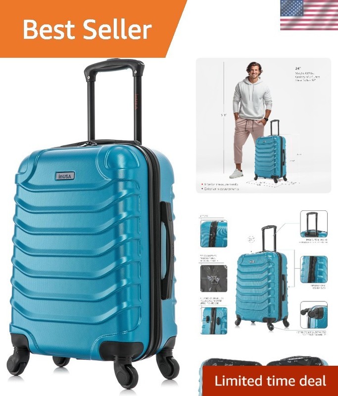 Spacious 24-Inch Lightweight Teal Suitcase with 360-Degree Spinner Wheels