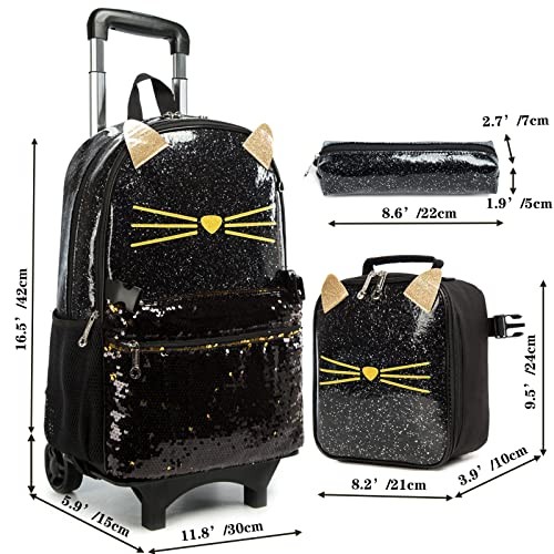 School Rolling Backpack for Kids - 3PCS Cat Luggage Set With Black-220223-l gallery