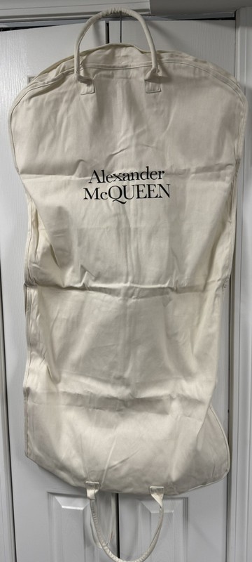 Alexander McQueen Canvas Garment Bag Valet Zip Snap Hang Suit Gown 43″x22″