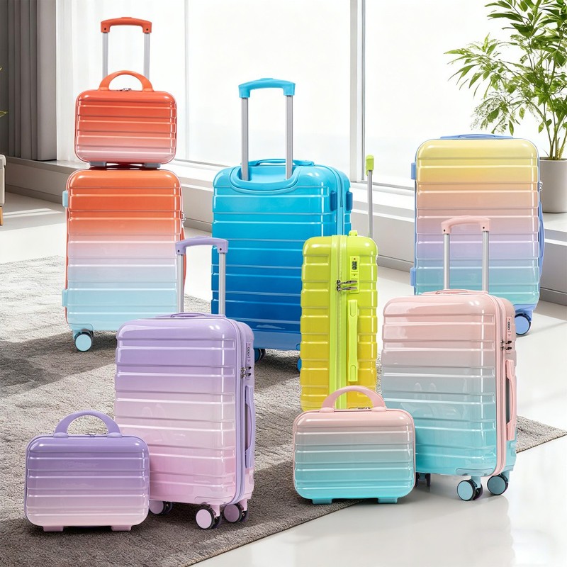 14/20 Inch 2PCS Gradient PC Spinner Luggage Set Carry On Suitcase Lock gallery
