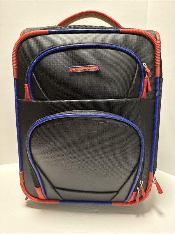 United Colors of Beneton Soft Shell Carryon 17” Black W/red/blue/green Accents