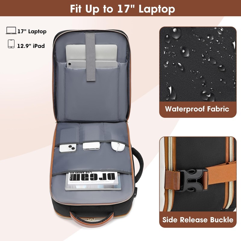 Large Carry On Travel Backpack - Flight Approved Waterproof Luggage Suitcase ... gallery