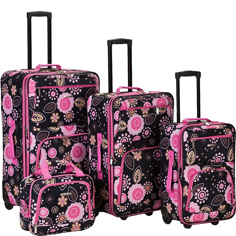 4-Piece Softside Luggage Set Telescoping Handles Expandable