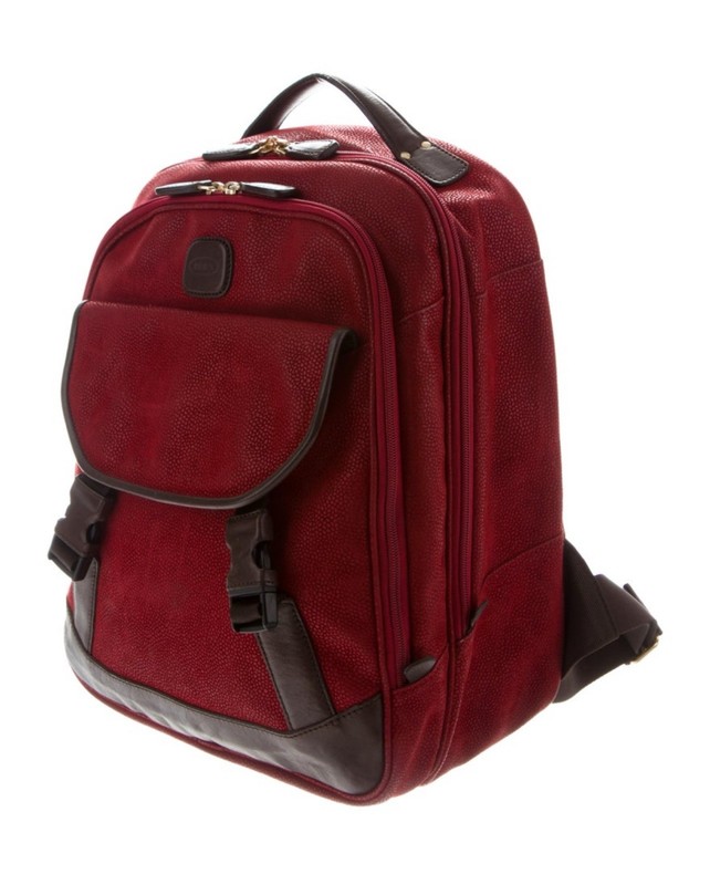 Bric’s Leather Trimmed Red Backpack