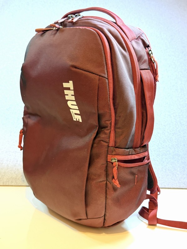 Thule Sweden Computer Backpack Burgundy Orange Interior Laptop Sleeve Travel Bag