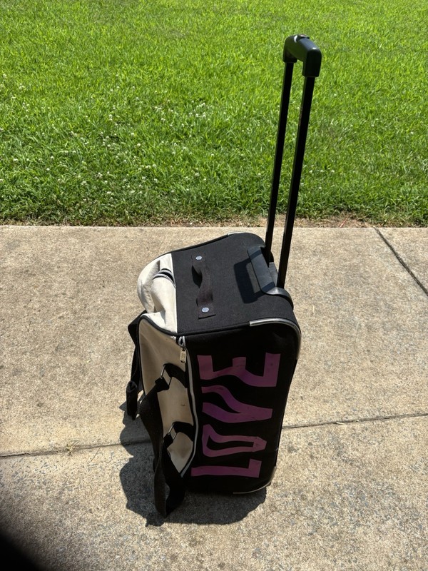 Victoria Secret "Pink" Carry On Rolling Suitcase/Duffel Bag Luggage Black Cream gallery