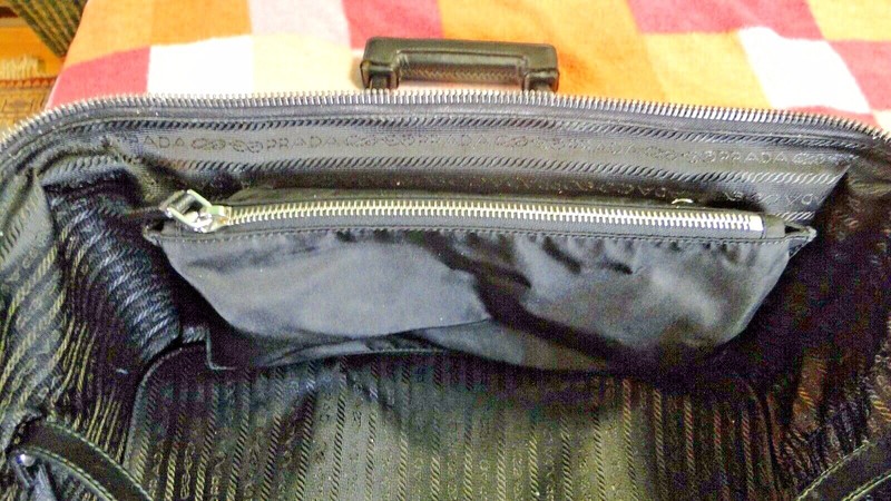 Authentic PRADA: Black, Saffiano Leather/Nylon Travel Bag/rolling Luggage gallery