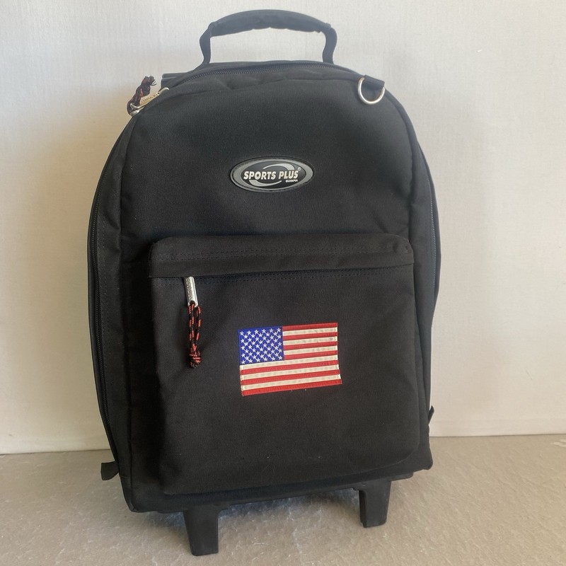 Olympia Sports Plus Rolling Backpack Black American Flag Vintage Tech Tool Bag
